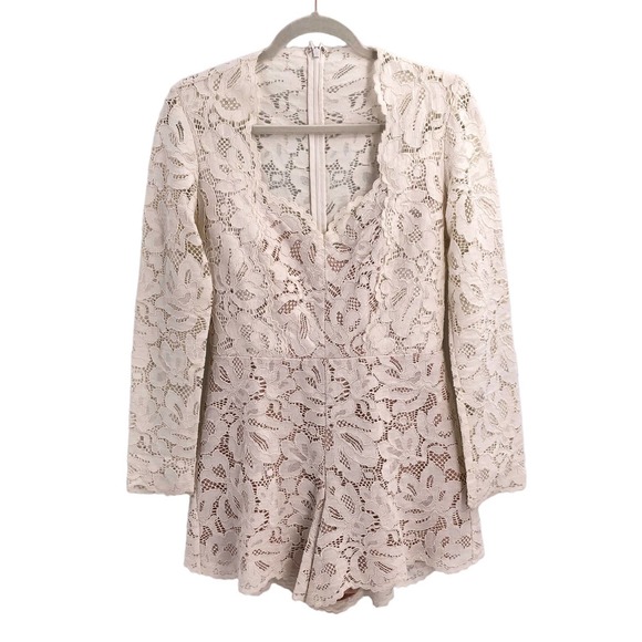 🚨Alexis Size Large Manolo Romper Long Sleeve Ivory Lace Bridal Bride-to-Be - Picture 10 of 10